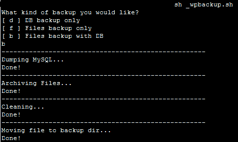 backup db bash script using project