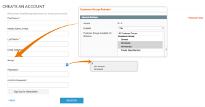 Customer Group Selector - Registration Page