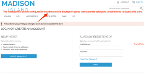 Restricted Customer Group Error Message