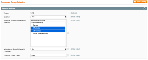 Customer Group Selector Settings