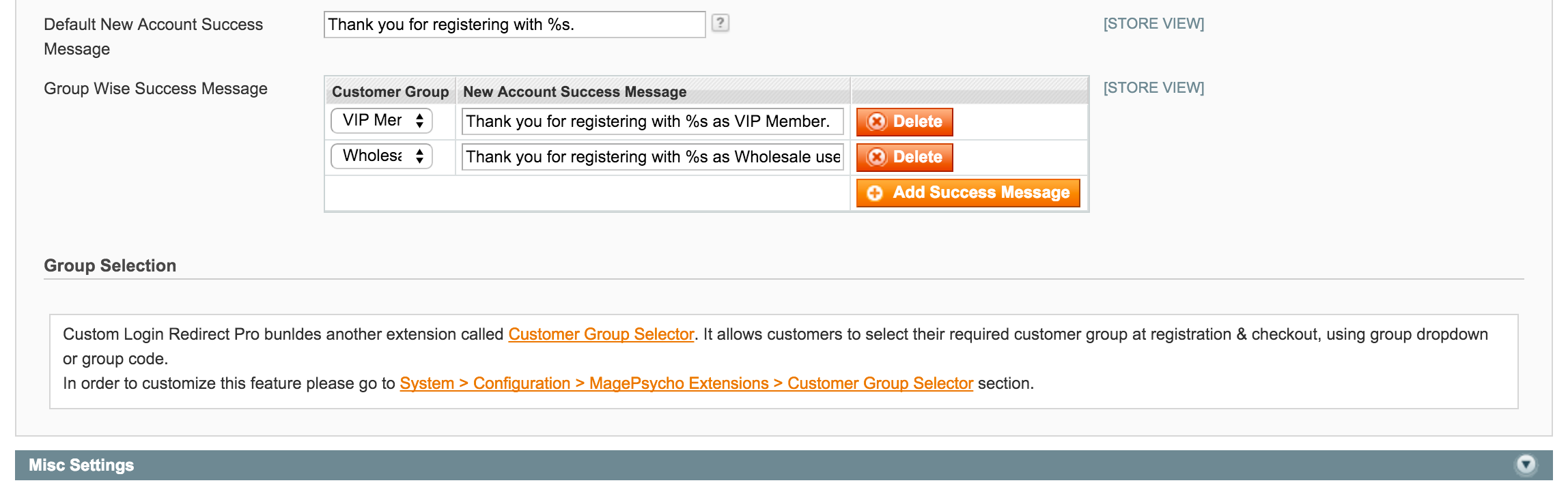 Customer New Account Redirection Settings 2